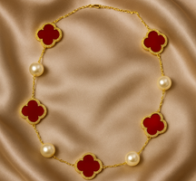 Elegant Clover Pearl Necklace(RED)20100