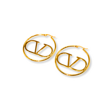 ER9309B-Gold-Plated Statement Hoop Earrings