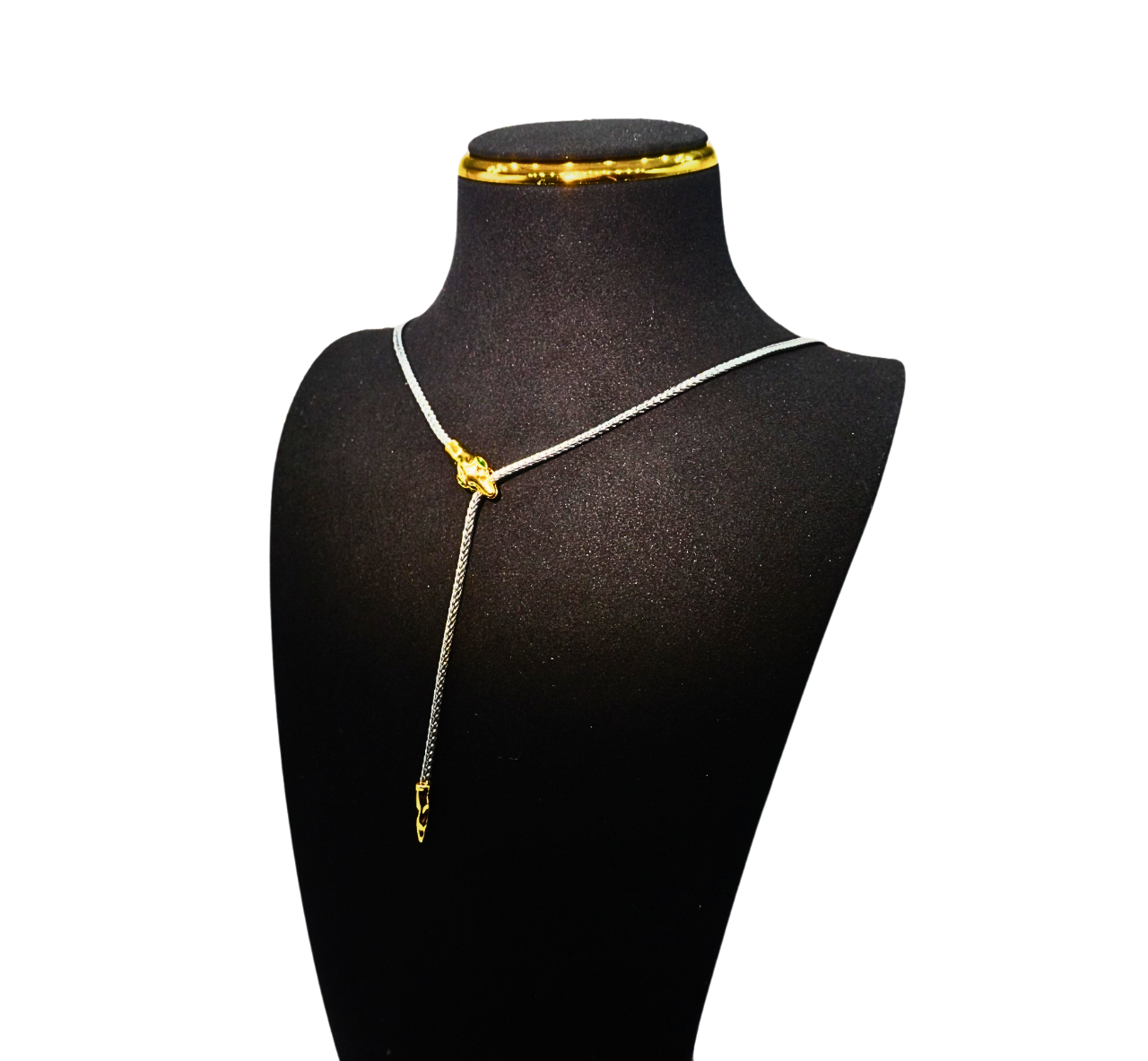 N899509AS-Dual-Tone Lariat Y-Necklace with Gold Accent