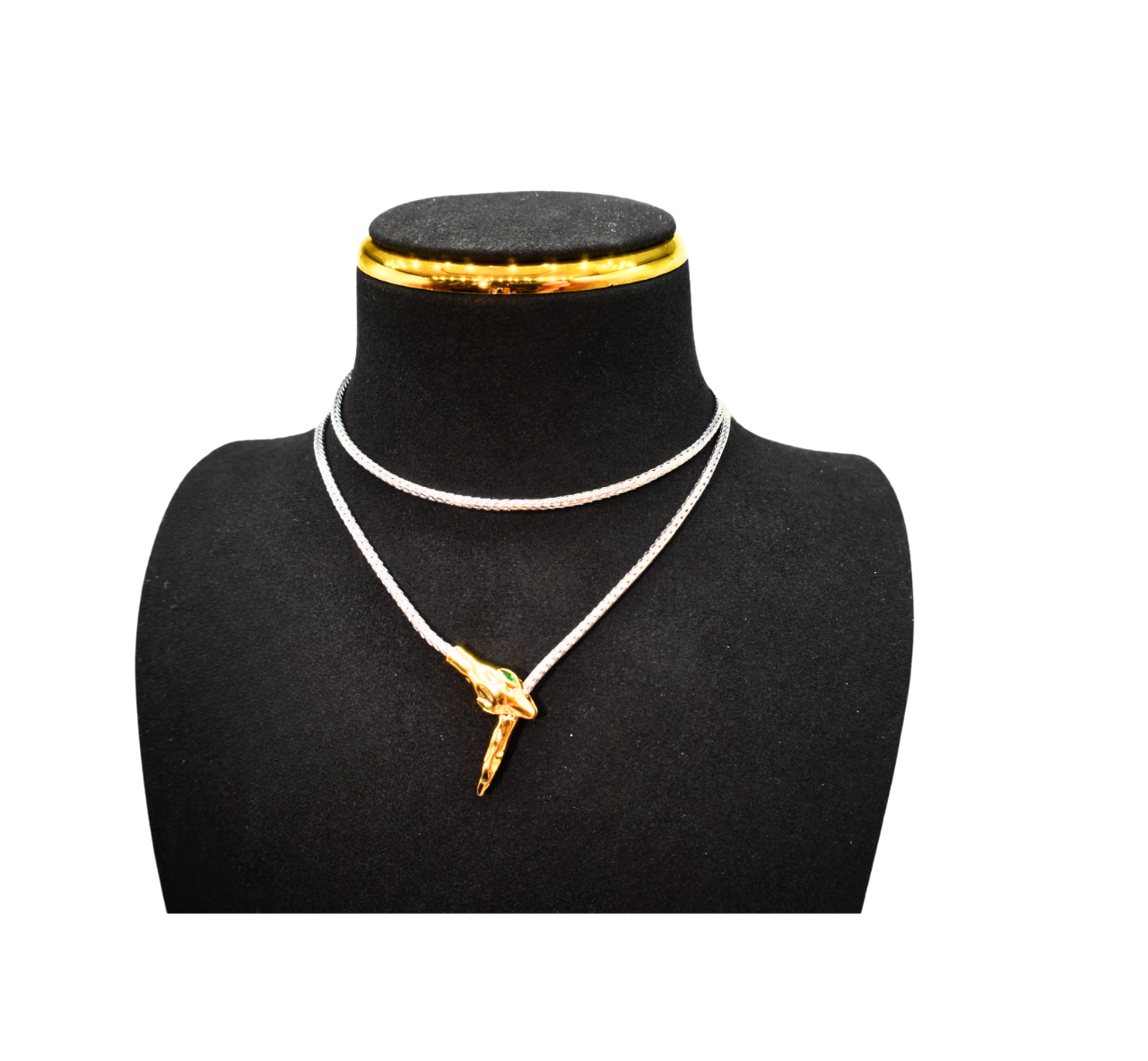 N899509AS-Dual-Tone Lariat Y-Necklace with Gold Accent