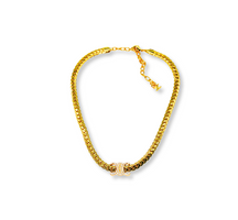 N899859-Plated Chain Choker with Sparkling Centerpiece