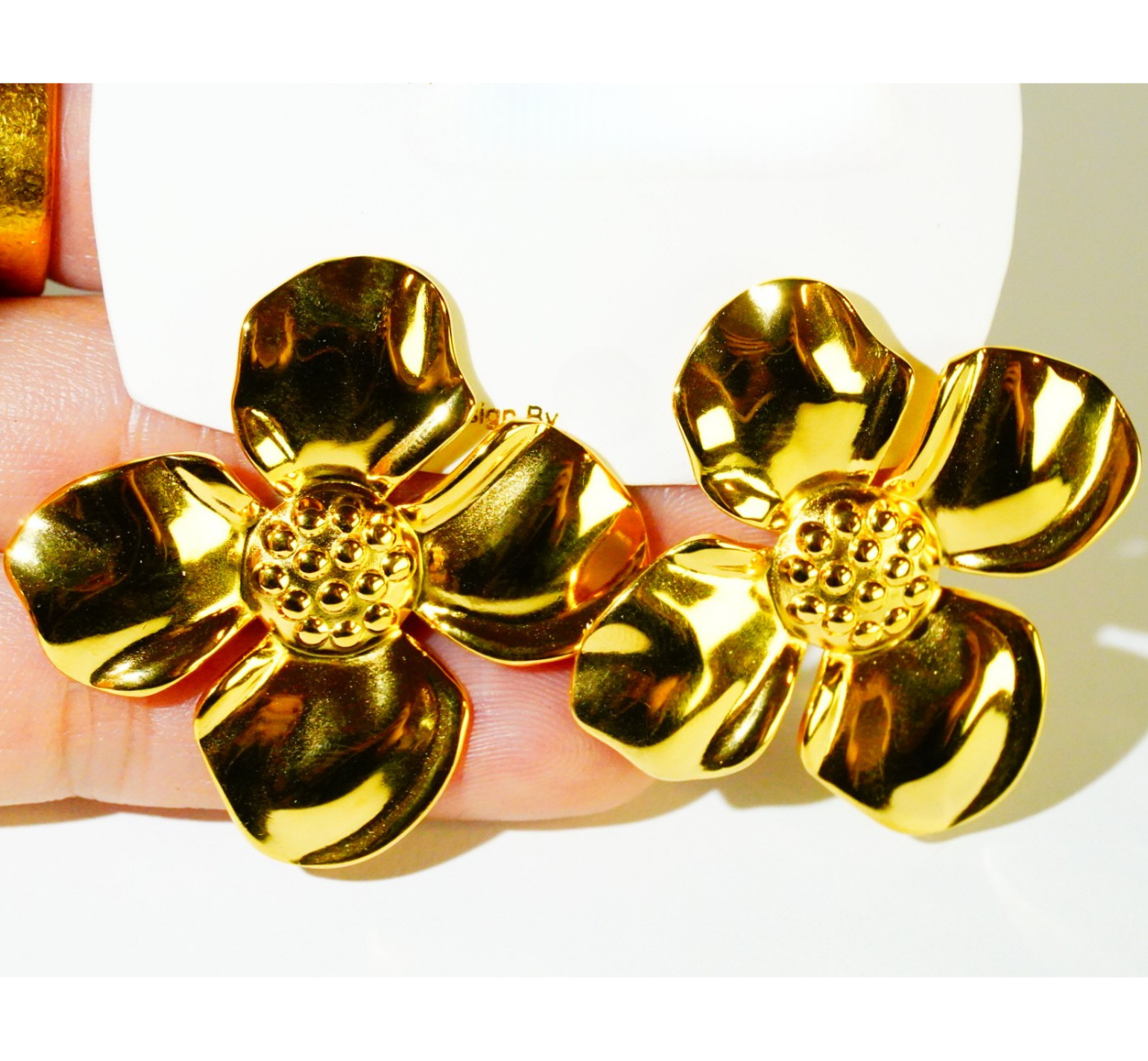 Golden Blossom Flower Earrings