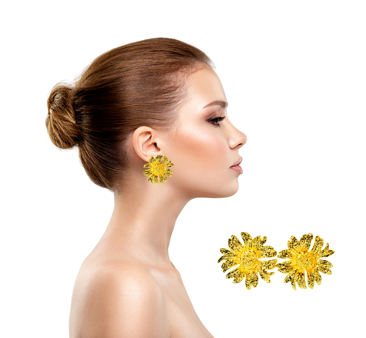 Golden Daisy Blossom Earrings