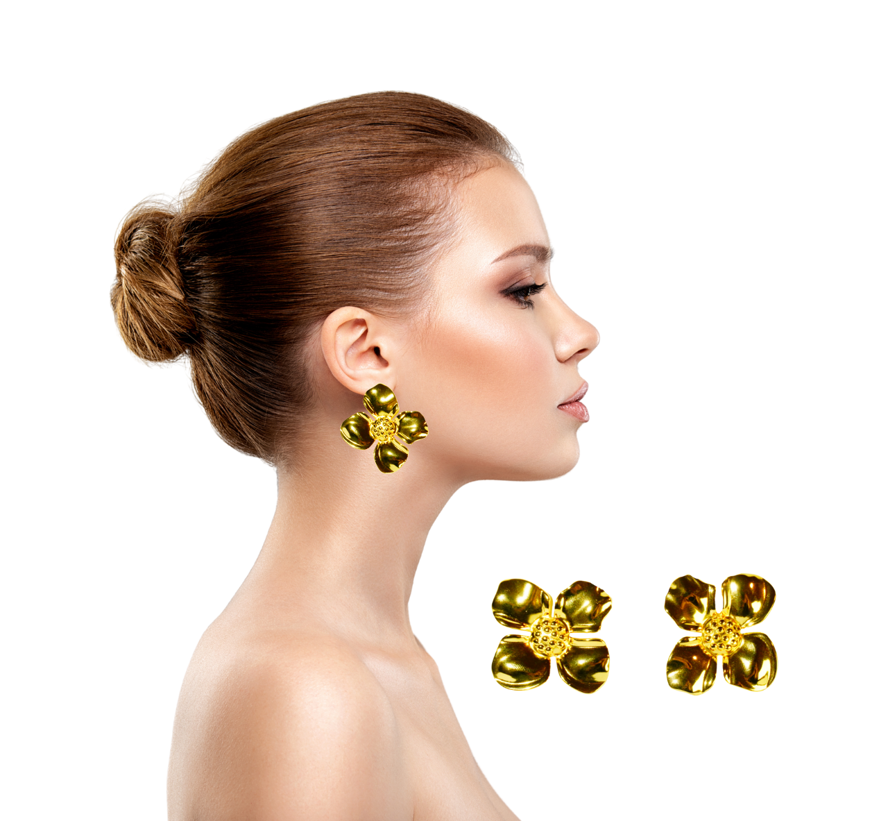 Golden Blossom Flower Earrings