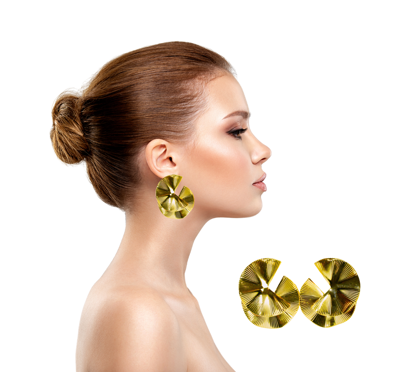 Golden Fan Twist Earrings