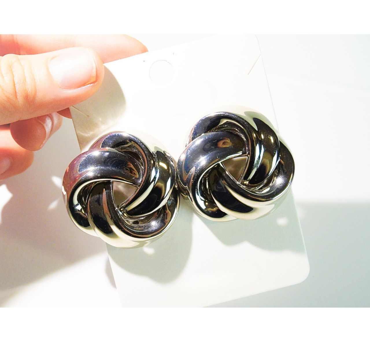 Silver Knot Twist Earrings