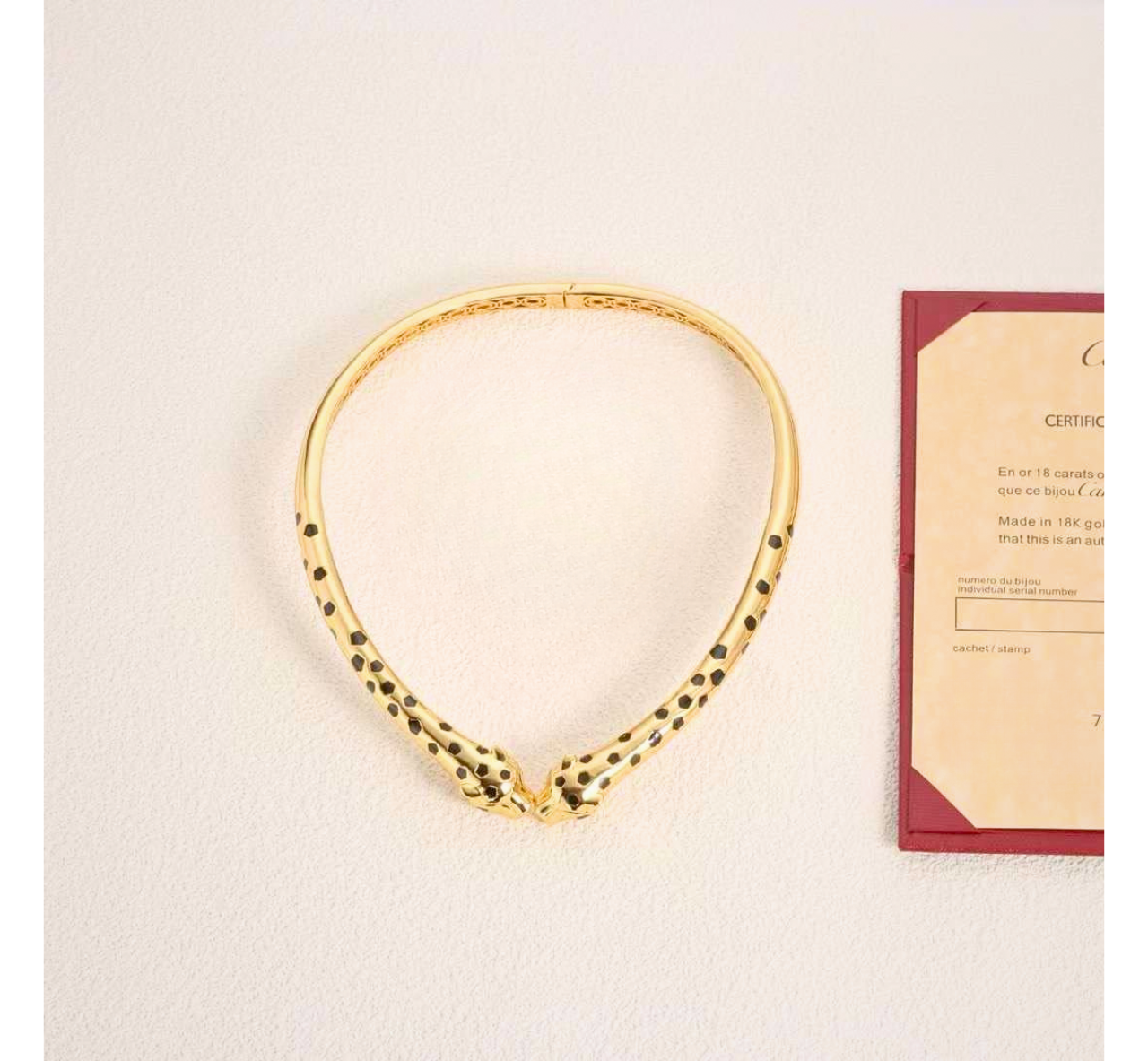 NL899359GD-Golden-Tone Leopard Choker Necklace