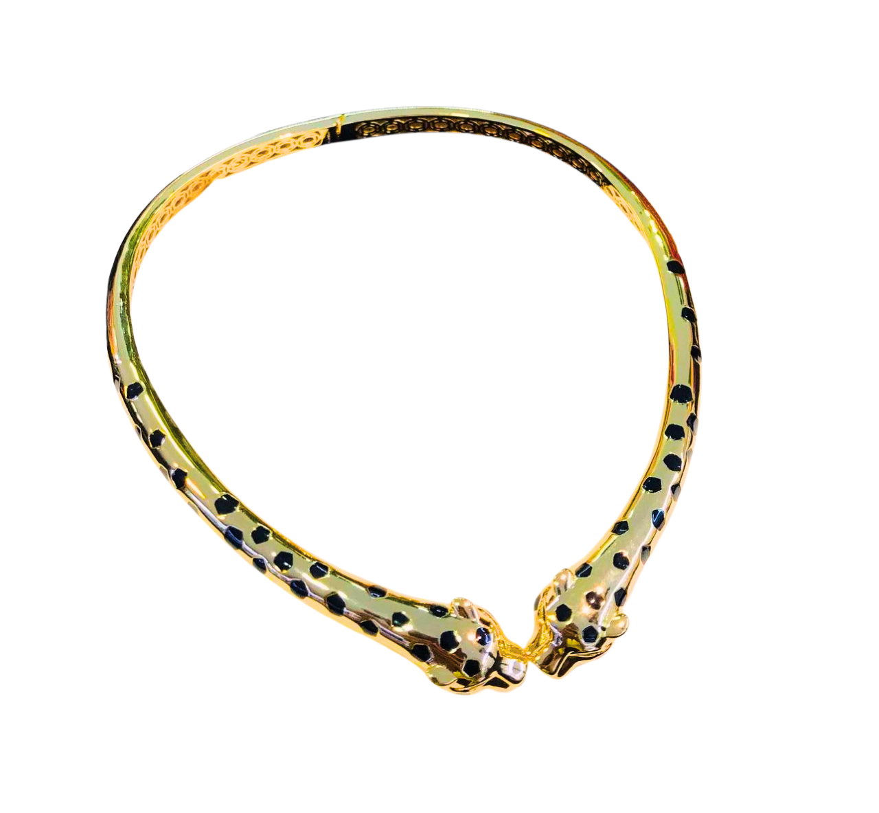 NL899359GD-Golden-Tone Leopard Choker Necklace
