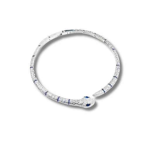 NL899259SL/BL-Snake-Inspired Sparkling Necklace