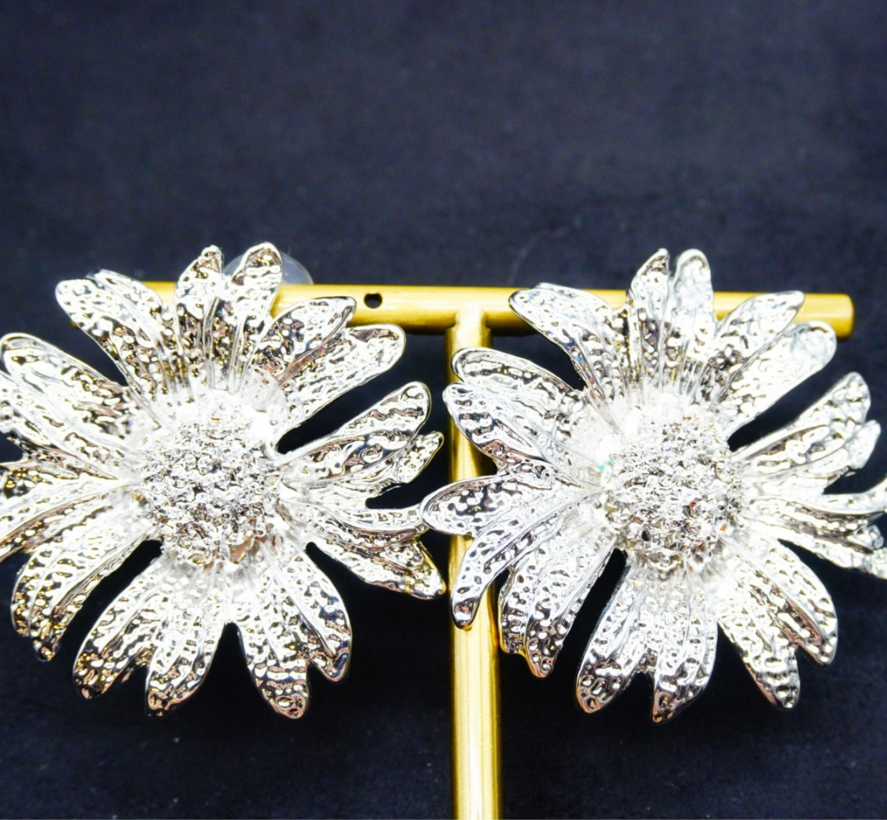 Silver Bloom Flower Stud Earrings