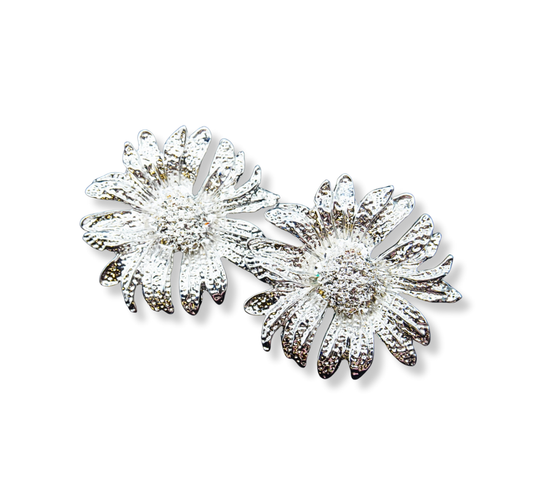 Silver Bloom Flower Stud Earrings