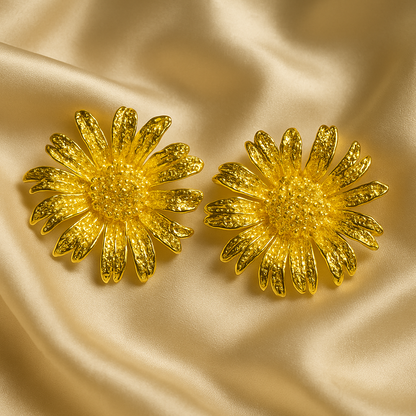 Golden Daisy Blossom Earrings