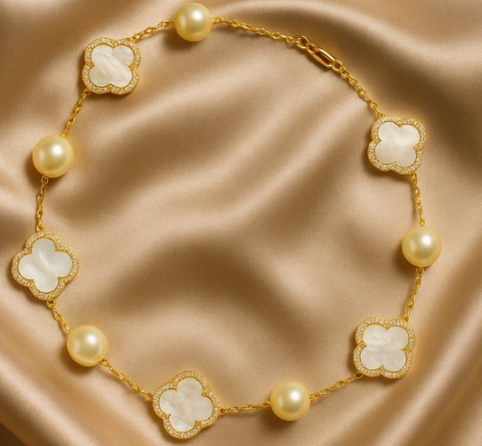 Elegant Clover Pearl Necklace(WHITE)20100