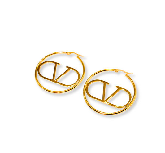 ER9309B-Gold-Plated Statement Hoop Earrings