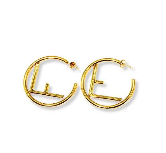 ER9309C-Gold-Plated Statement Hoop Earrings
