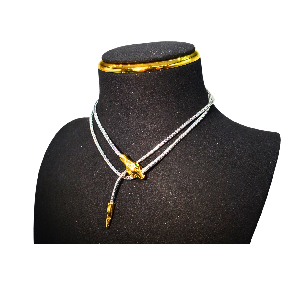 N899509AS-Dual-Tone Lariat Y-Necklace with Gold Accent