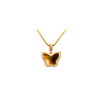 Gold-Plated Butterfly Pendant Necklace with Green Enamel for Women - Elegant Jewelry Gift, Jewelry for Women, Gift for Women 9809BATBR