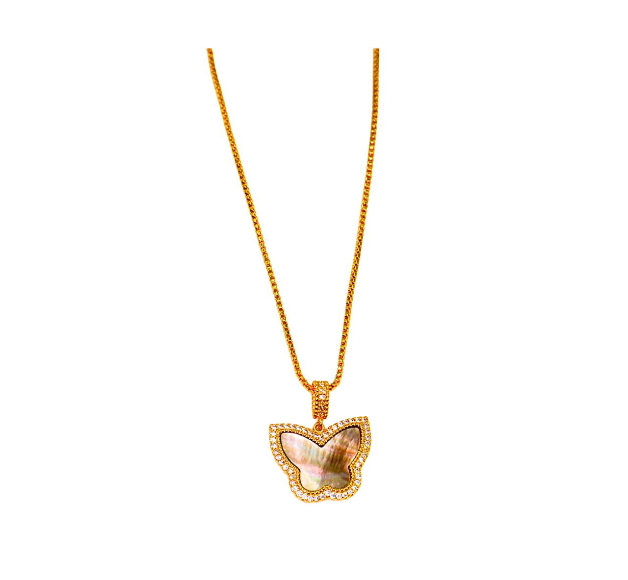 Gold-Plated Butterfly Pendant Necklace with Green Enamel for Women - Elegant Jewelry Gift, Jewelry for Women, Gift for Women 9809BATBR