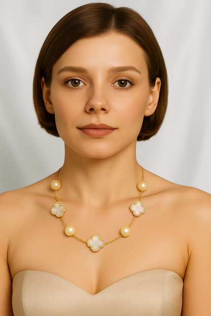 Elegant Clover Pearl Necklace(WHITE)20100