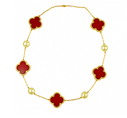 Elegant Clover Pearl Necklace(RED)20100