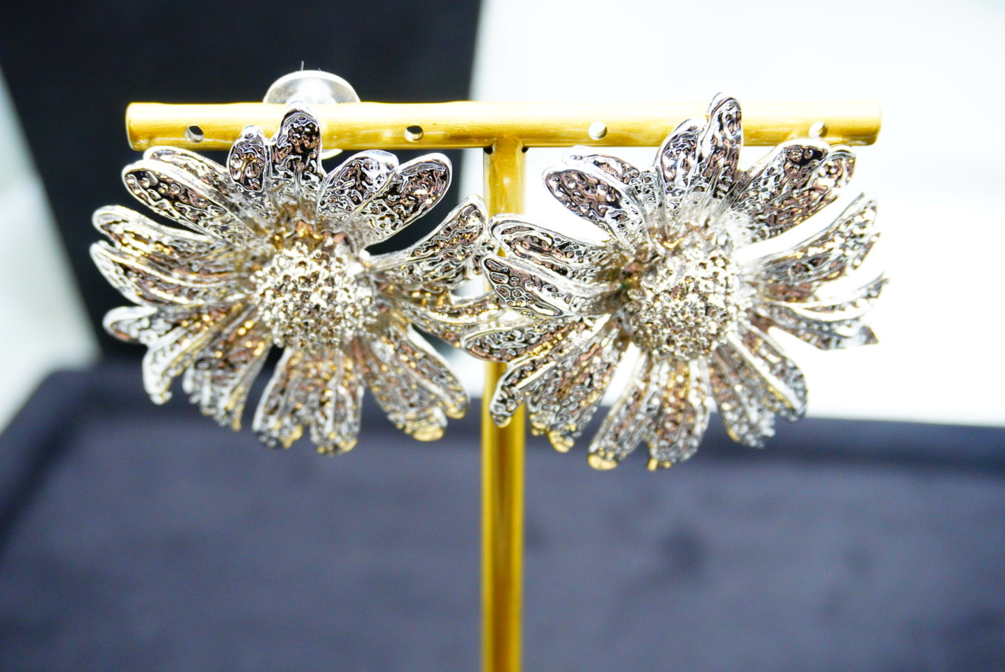 Silver Bloom Flower Stud Earrings