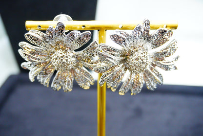 Silver Bloom Flower Stud Earrings