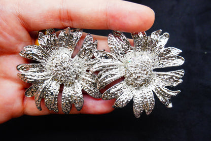 Silver Bloom Flower Stud Earrings