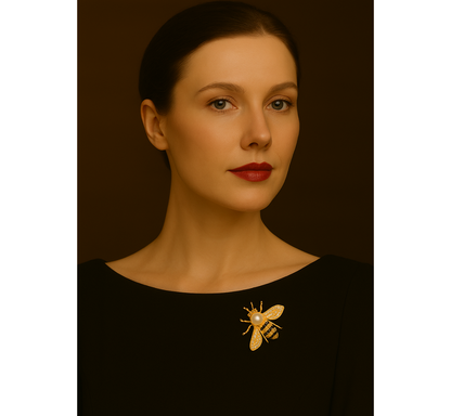 BR899559A-Gold-Plated Bee Brooch with Pearl and Crystal Accents
