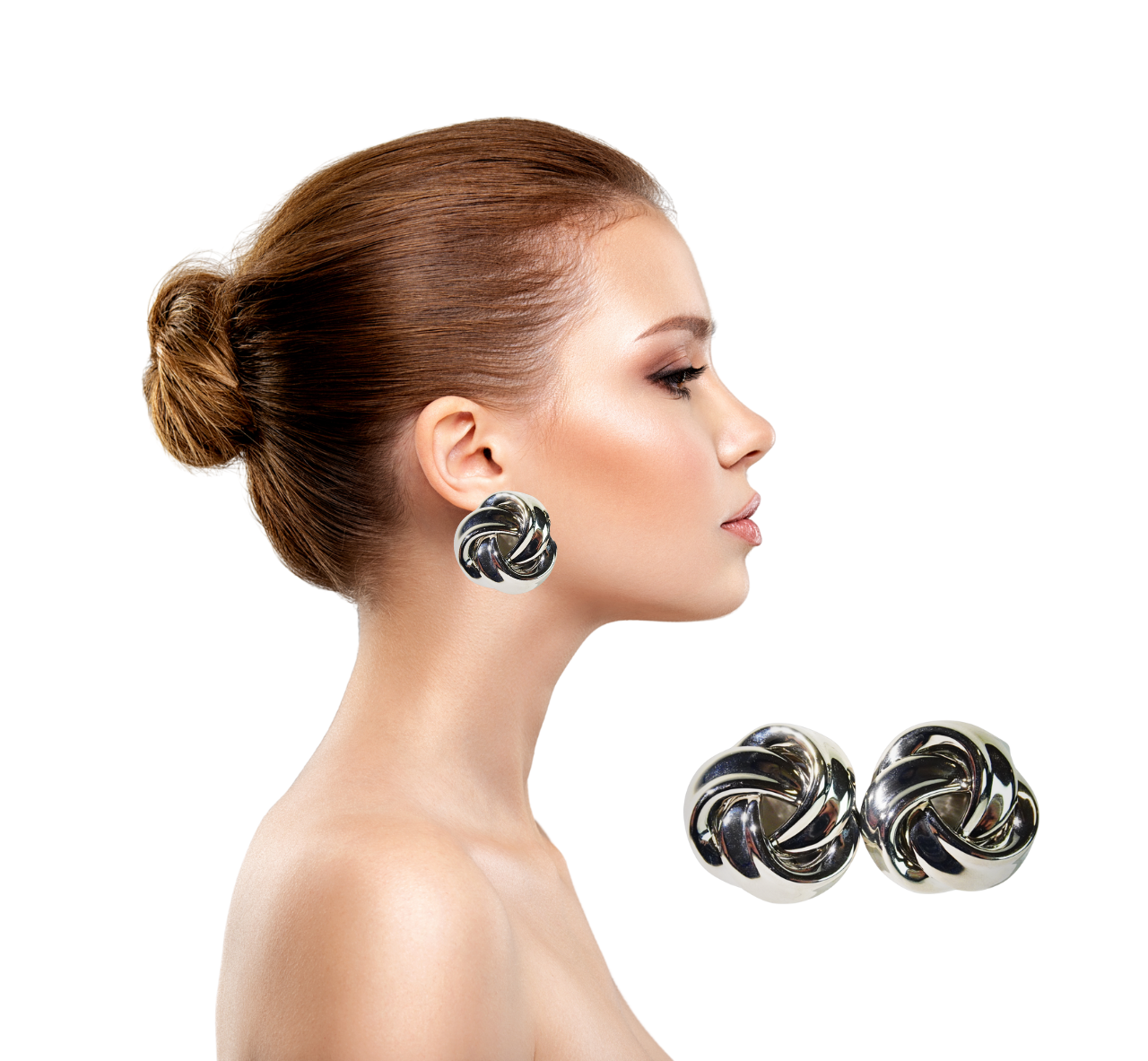 Silver Knot Twist Earrings
